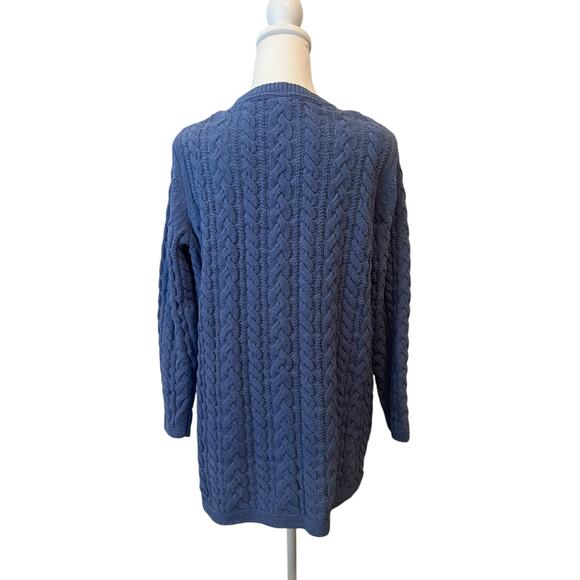 J. JILL PETITE CABLE KNIT LONG COVER THE BOTTOM LONG SLEEVE CREW NECK  SWEATER - Picture 2 of 9